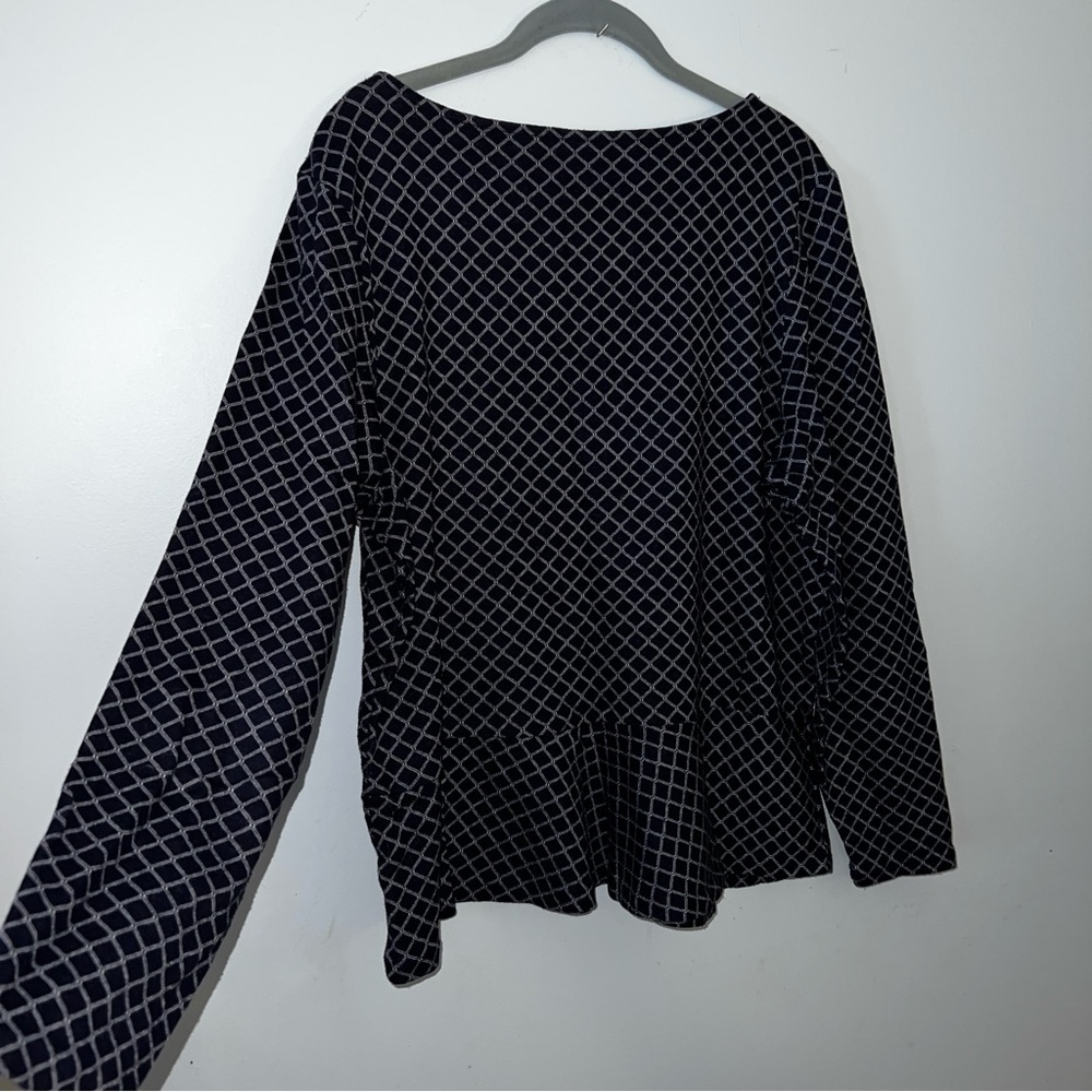 Talbots Navy and White Geometric Peplum Tunic - Picture 9 of 11